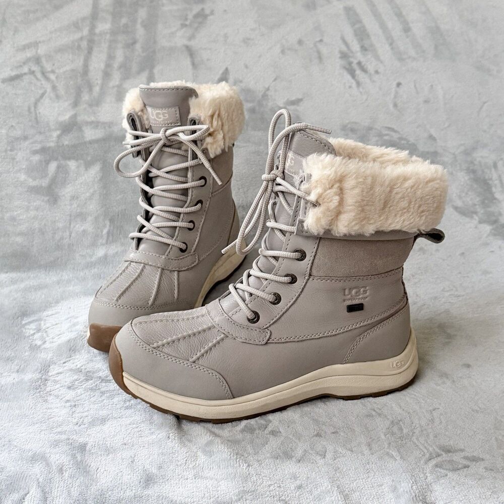 UGG Adirondack III Waterproof Boot Goat Grey Womens Size 8.5 Snow Winter 1123610